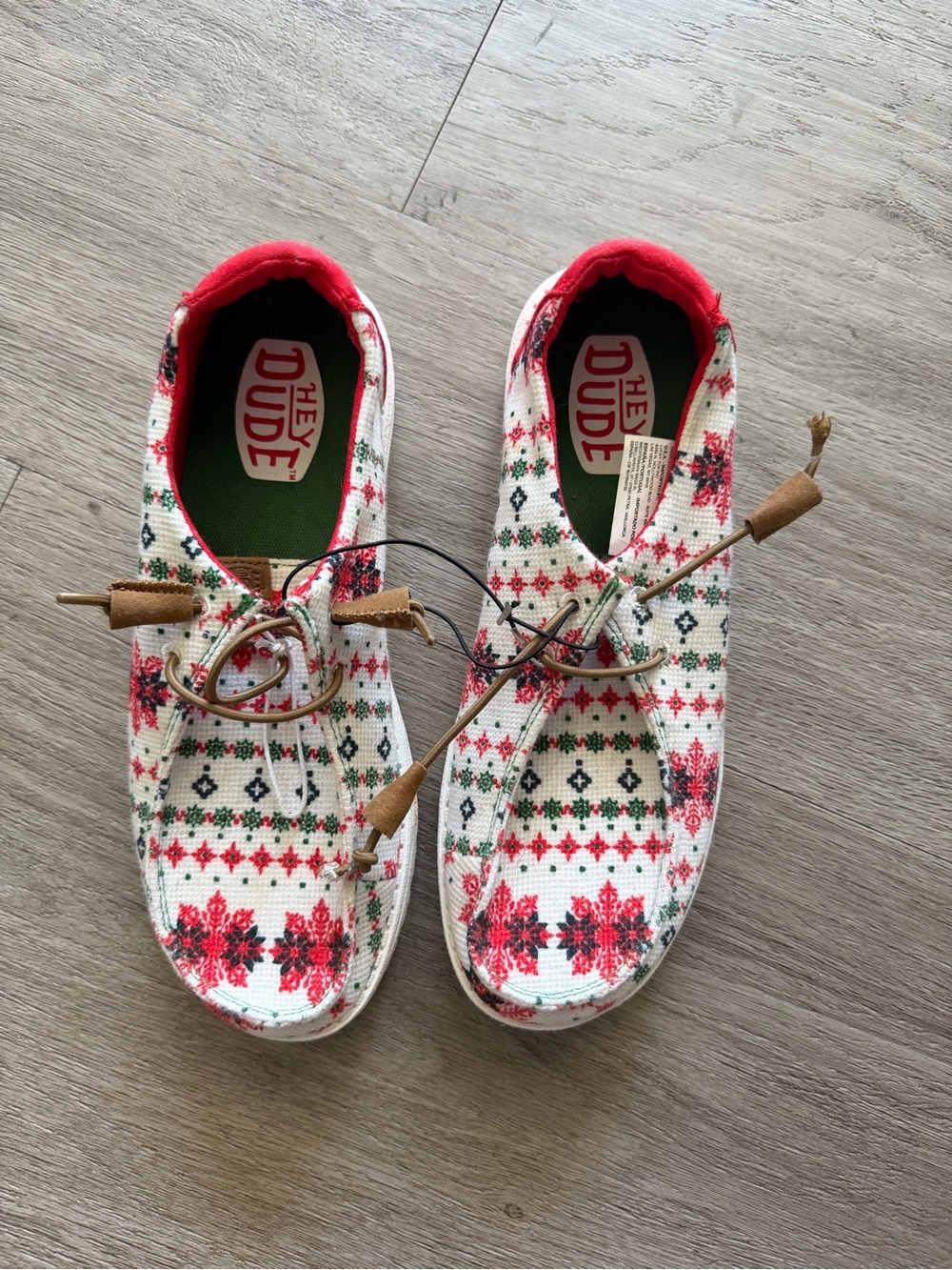 Hey Dude Kids Red, White & Green Patterned Slip-On Sneakers